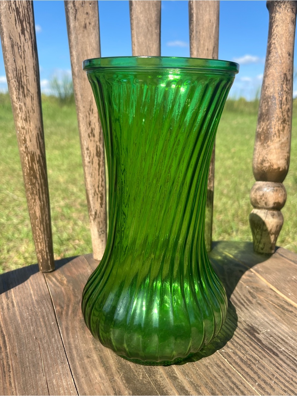 Hoosier Green Glass Decorative Vase - Unbranded